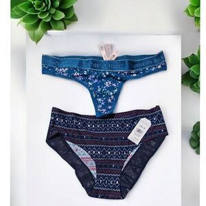 Victoria's Secret‎ & Nautica Thong Panties Bundle Star Print Fair Isle Pattern M